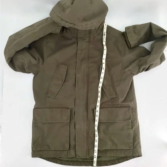 GAP Military Utility Green Quilted Sherpa Lined Jacket with Hood Size Small